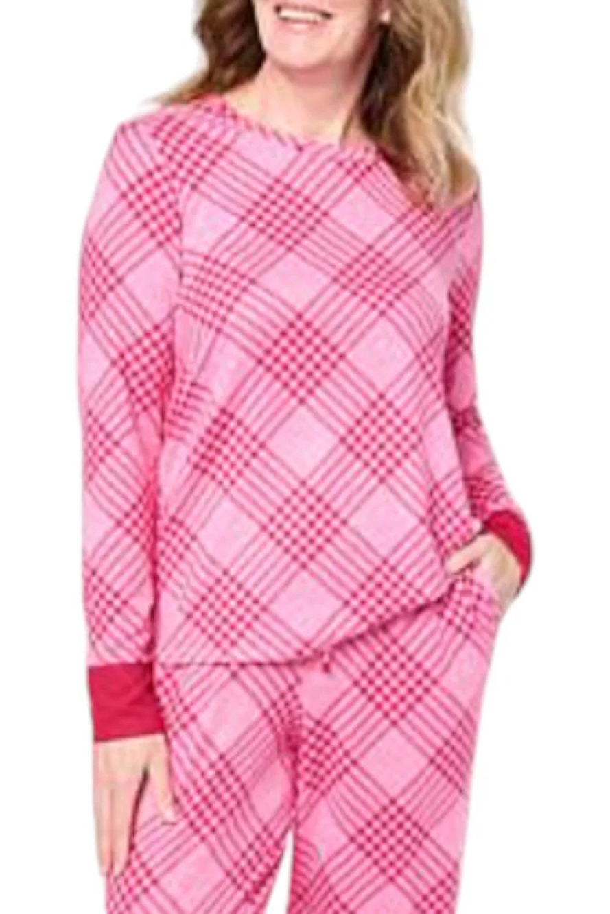 Comfort Code Women's Brushed Ultra Top Pink Houndstooth - Regular